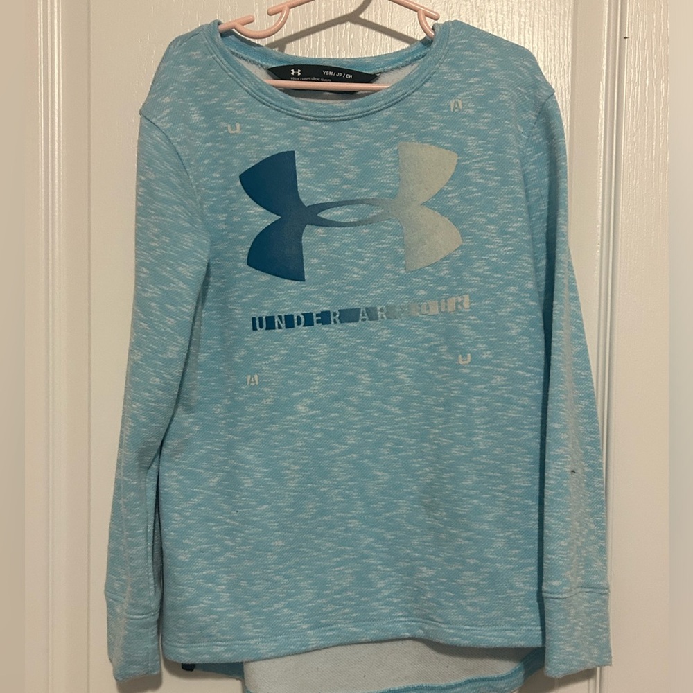 Blue Under Armour girls long sleeve sweater, size small